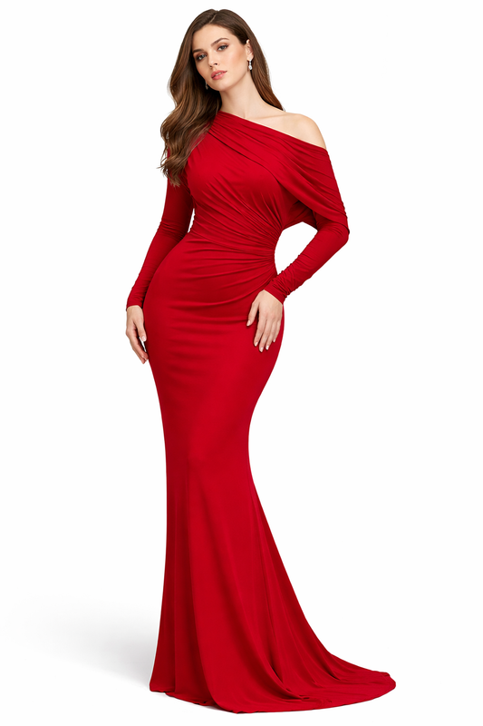Long Sleeve Deep-V Decollete Multi-Way Gown
