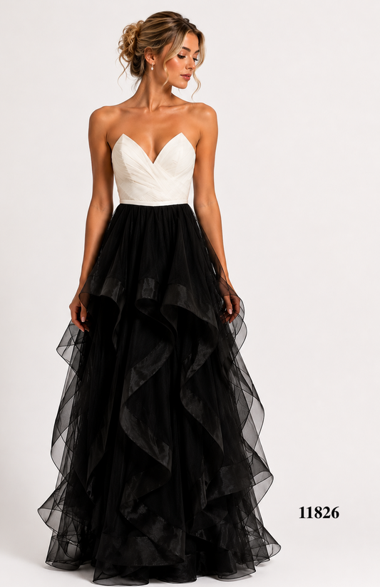 Strapless Gown with Tiered Skirt
