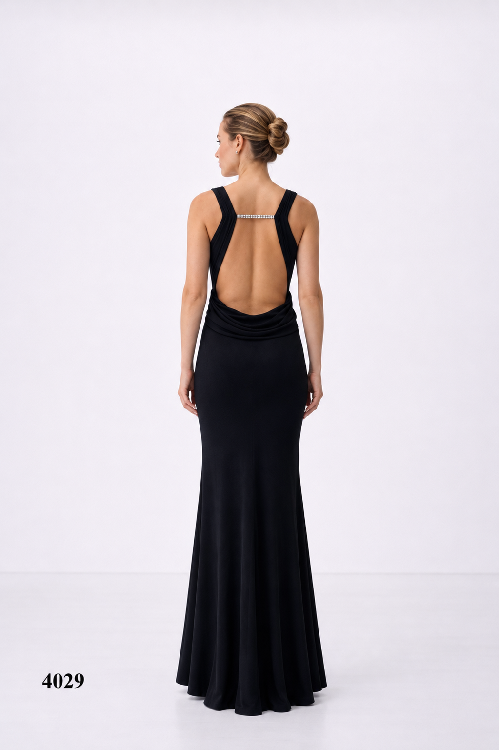 Backless Gown with Silver Charms at Straps