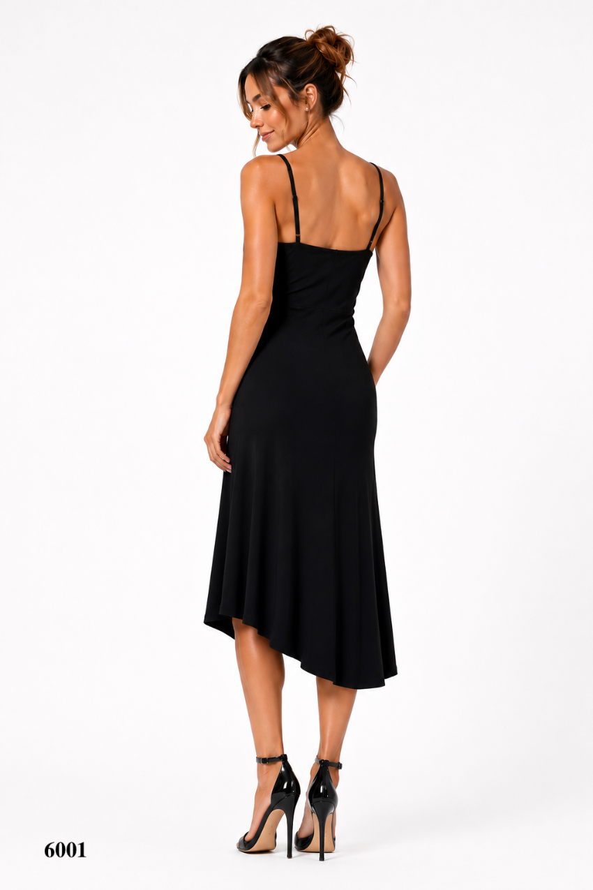 Classic High-Low Dress with Faux Rhinestones Details