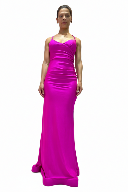 Strappy Back Ruched Mermaid Style Gown