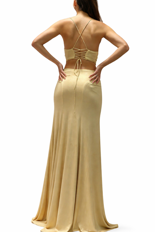 Maxi Mermaid Style Dress With Shawl and Train