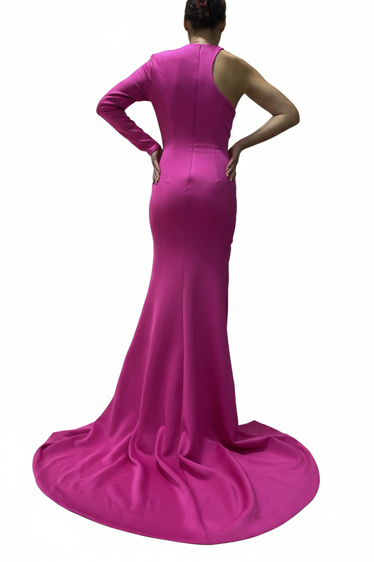 One Sleeve Evening Dress With High Slit