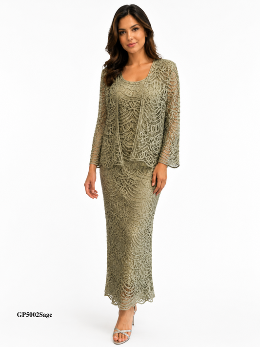 Silk Sage Green Midi Dress and Jacket