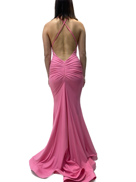 Cross Back Ruched Gown