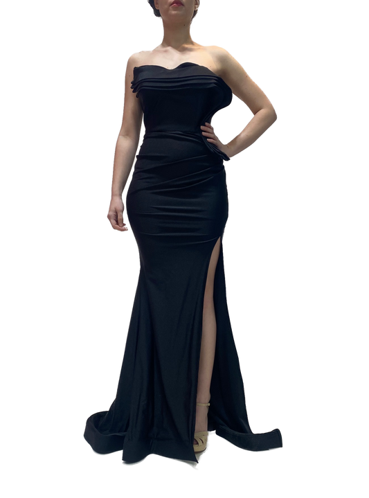 Strapless Gown with Detailed Neckline