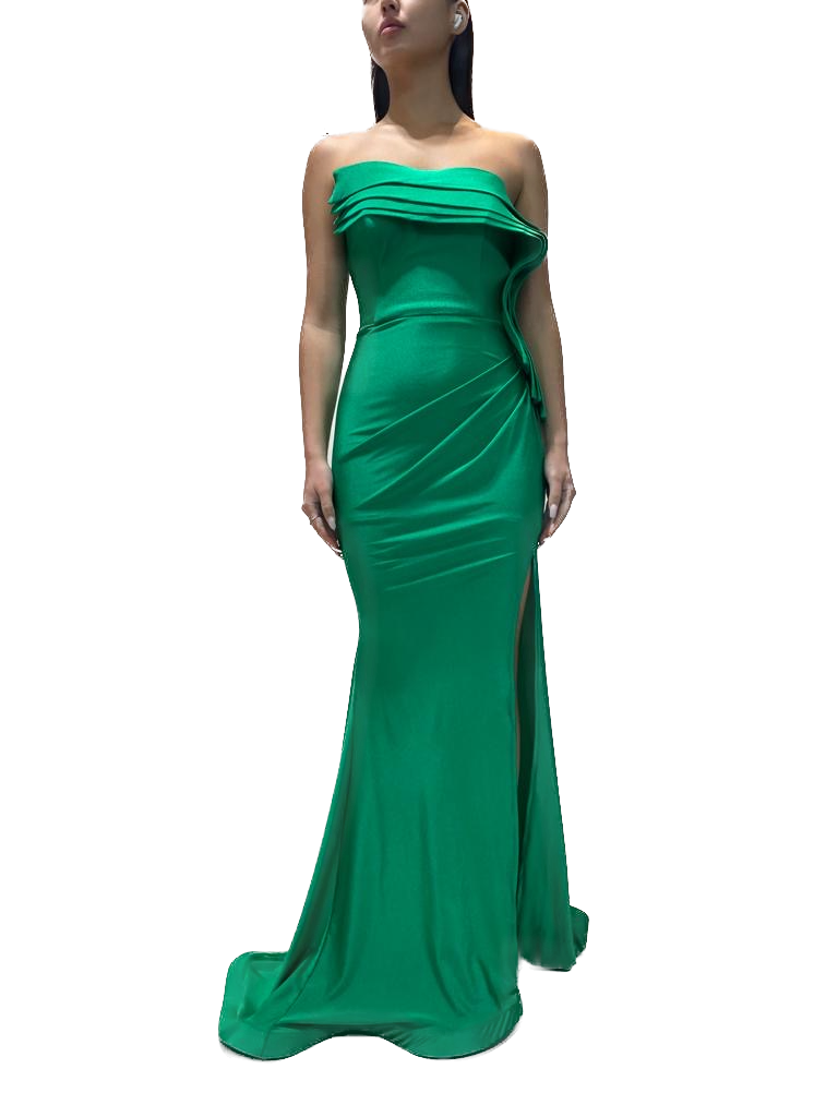 Strapless Gown with Detailed Neckline