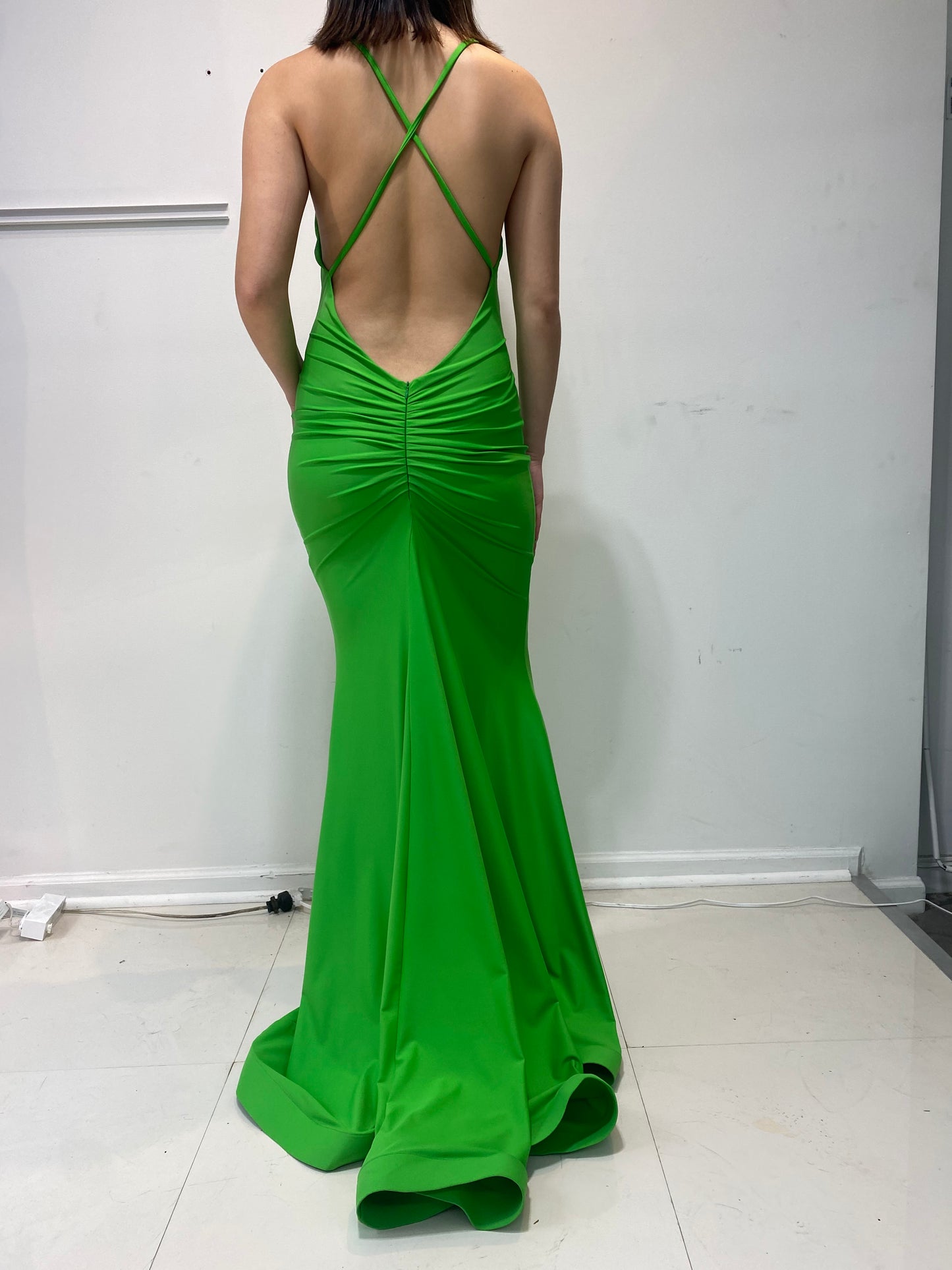Cross Back Ruched Gown
