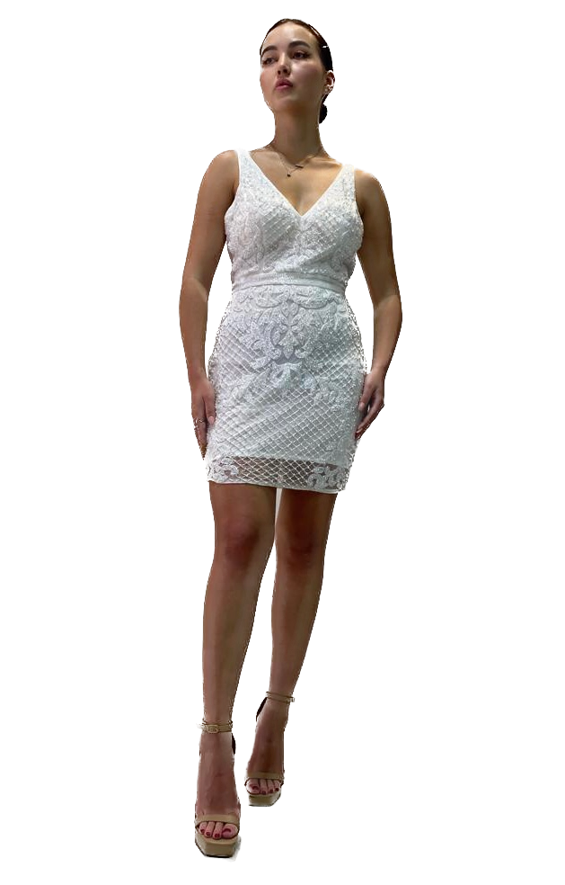 Beaded V Neck Dress