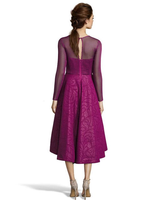 High-Low Midi Dress With Mesh Sleeves