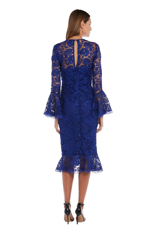 Lace Midi Dress With Bell 3/4 Sleeves