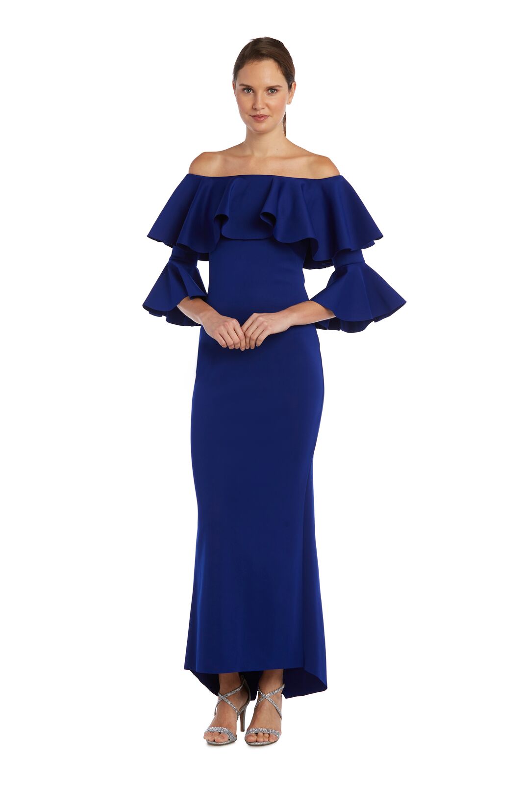 Off-Shoulder Ruffled Design Fitted Gown Issue New York Off-Shoulder Ruffled Design Fitted Gown Issue New York