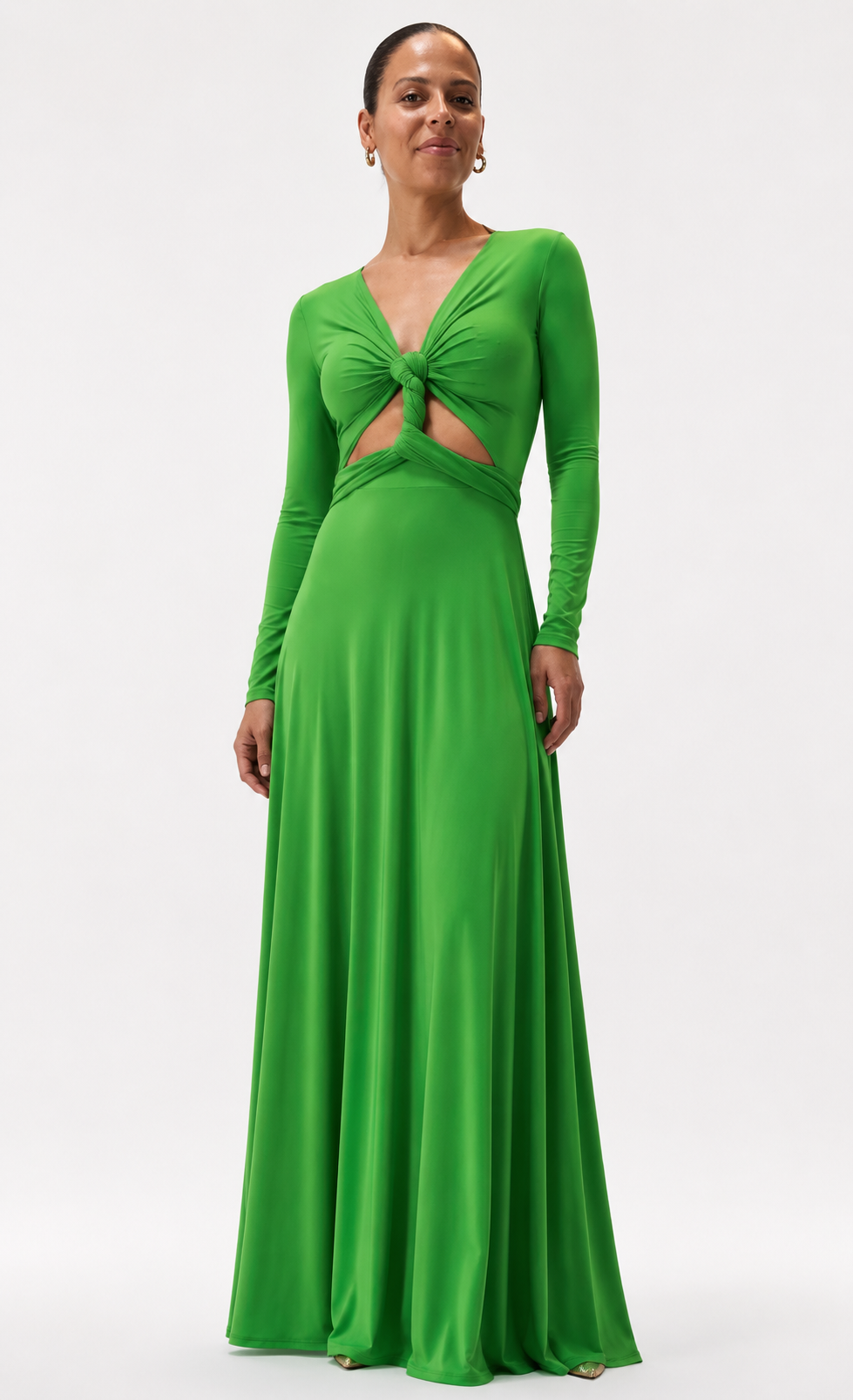 Long Sleeve Wrap Jersey Maxi Dress
