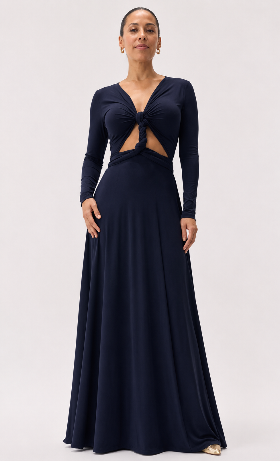 Long Sleeve Wrap Jersey Maxi Dress