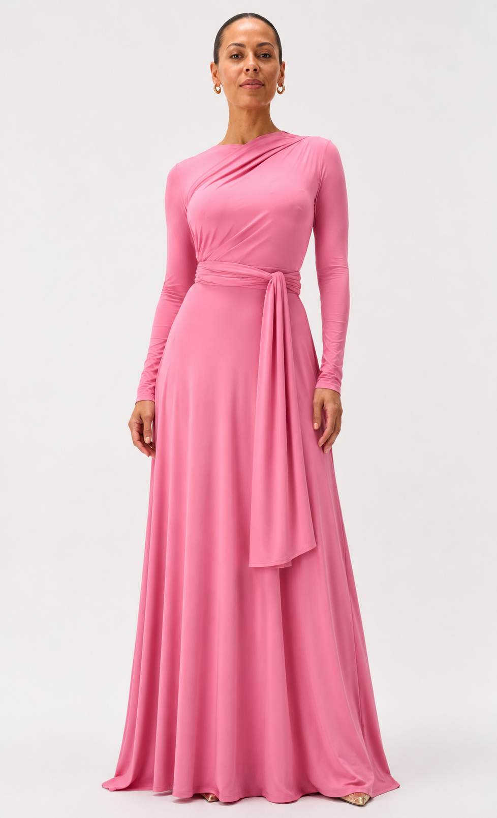 Long Sleeve Wrap Jersey Maxi Dress