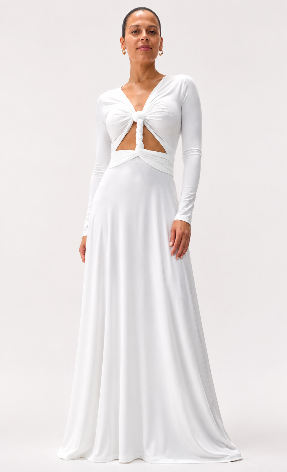 Long Sleeve Wrap Jersey Maxi Dress