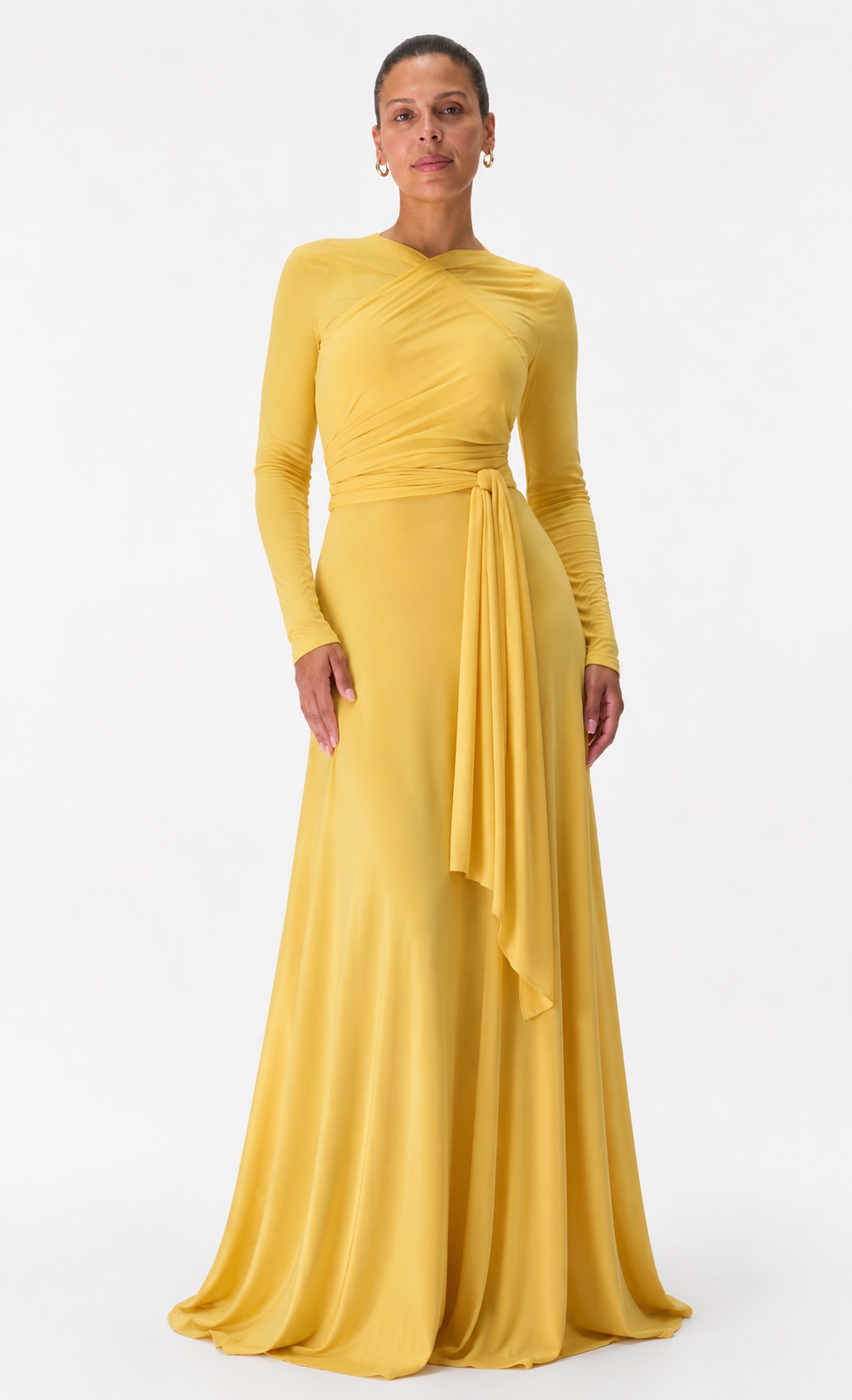 Long Sleeve Wrap Jersey Maxi Dress