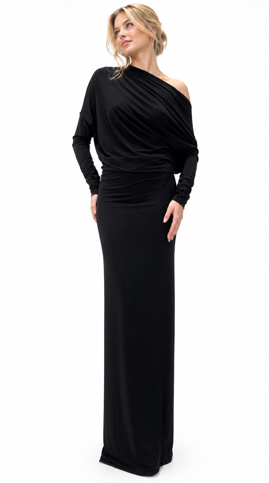 Long Sleeve Deep-V Decollete Multi-Way Gown