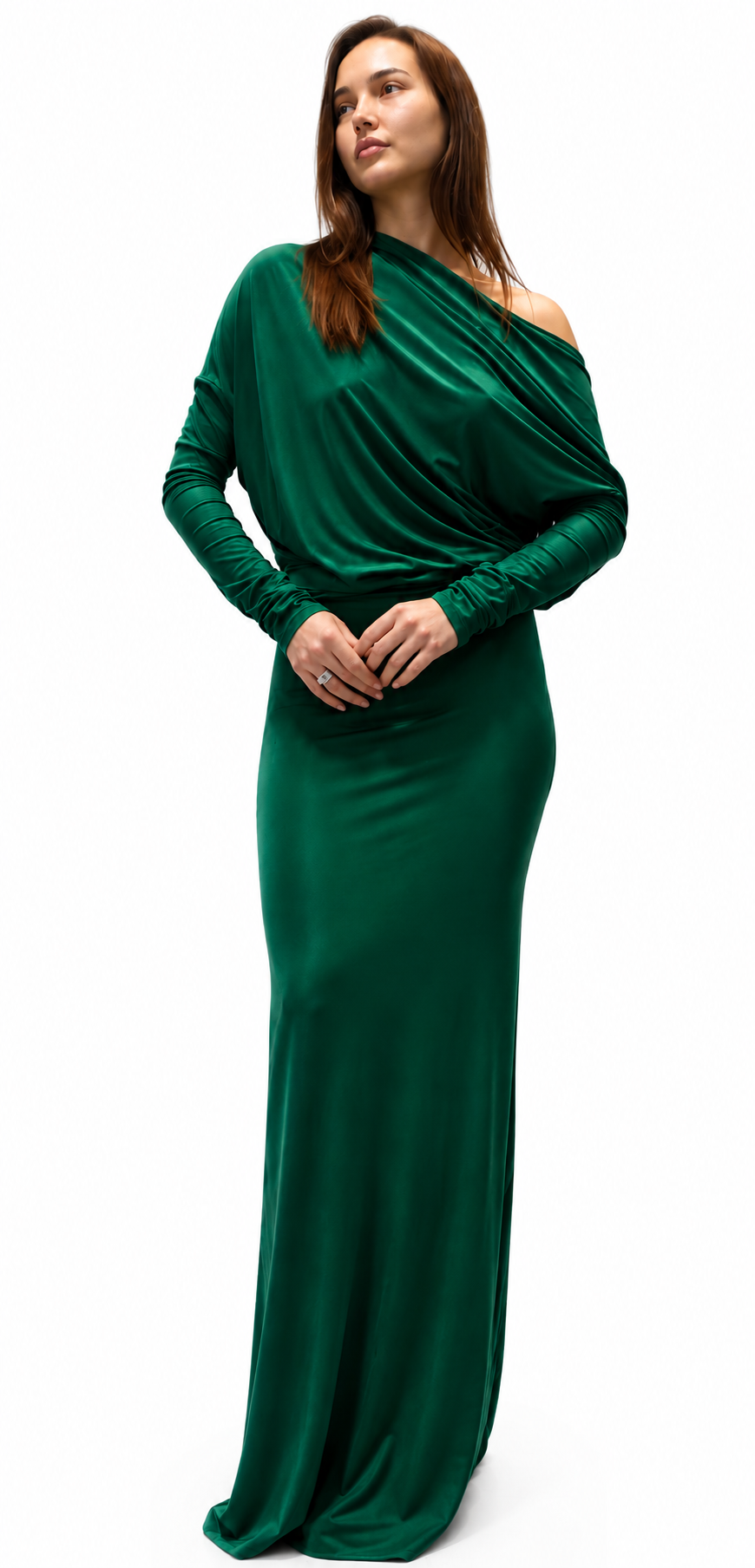 Long Sleeve Deep-V Decollete Multi-Way Gown