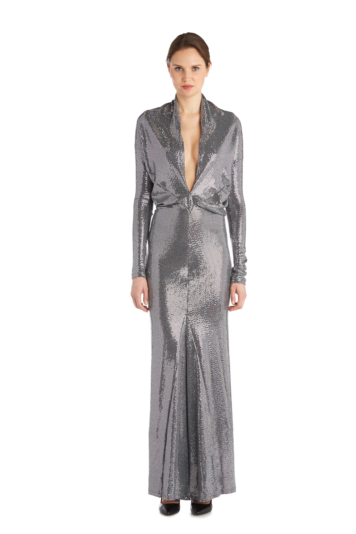 Deep-V-Décolleté Multi Way Gown With Long Sleeves