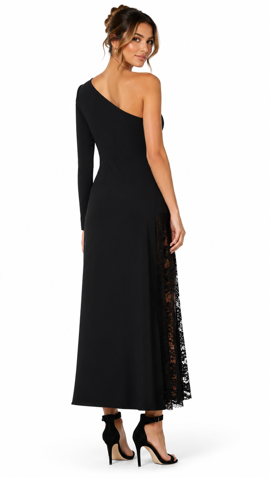 One-Shoulder Dress with peek-a-boo Lace Details