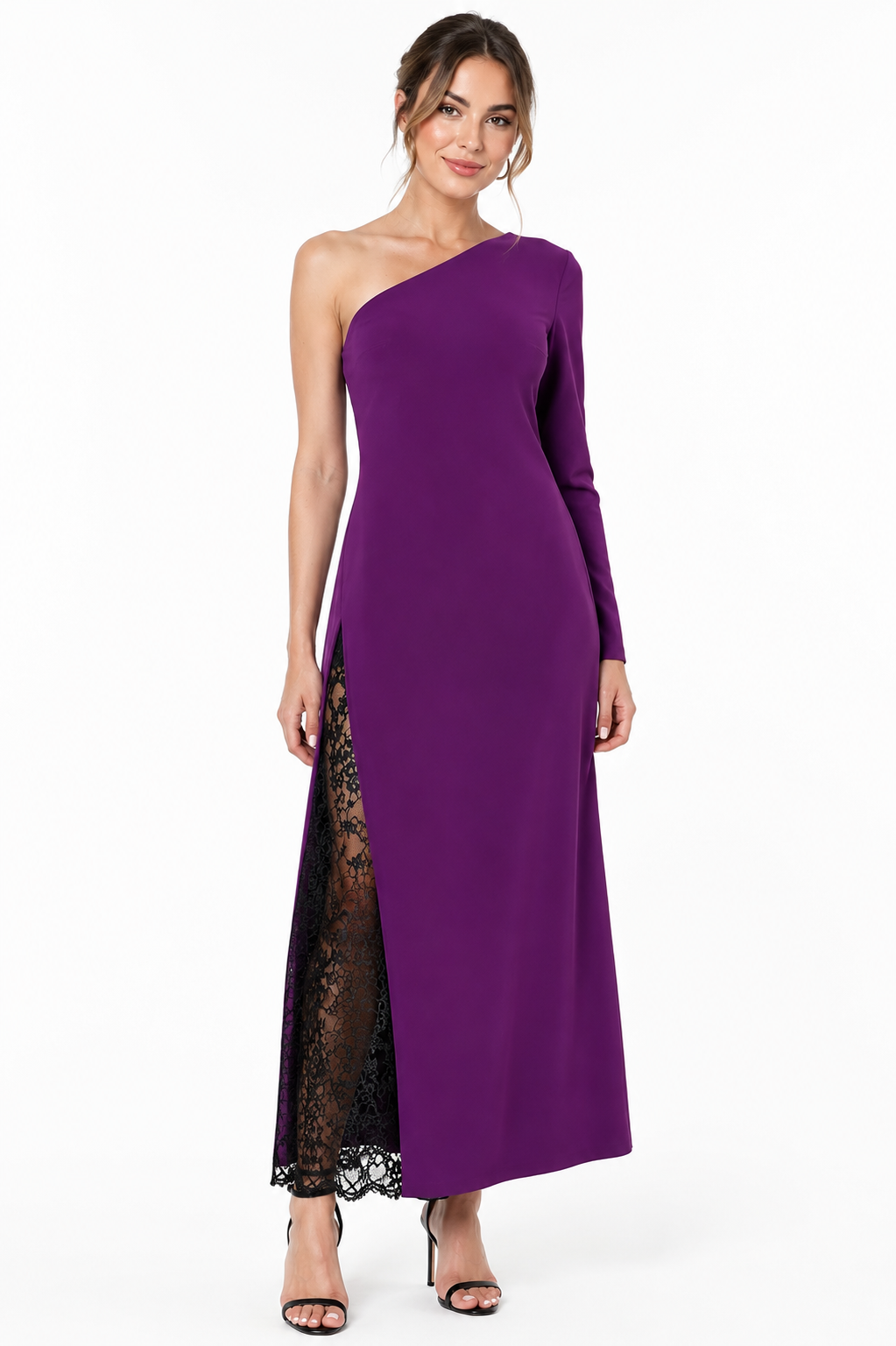 One-Shoulder Dress with peek-a-boo Lace Details