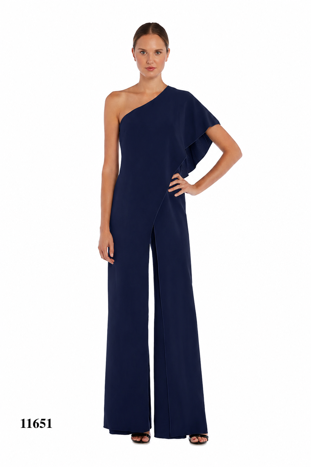 One Shoulder Jumpsuit With Cutout Slit