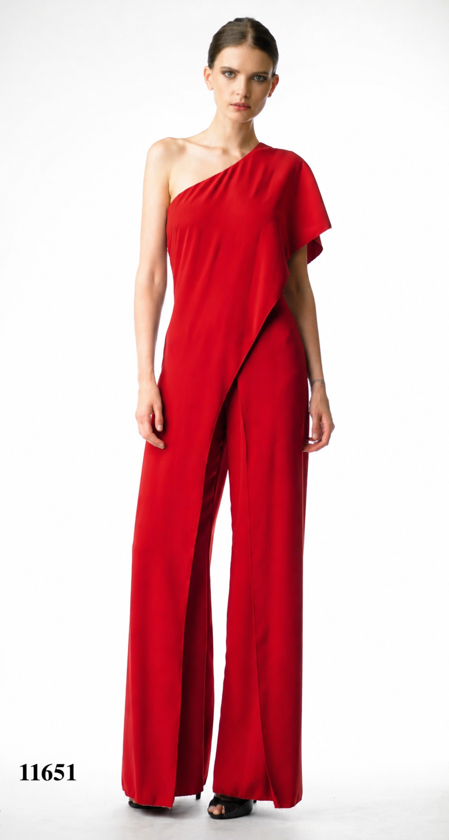 One Shoulder Jumpsuit With Cutout Slit