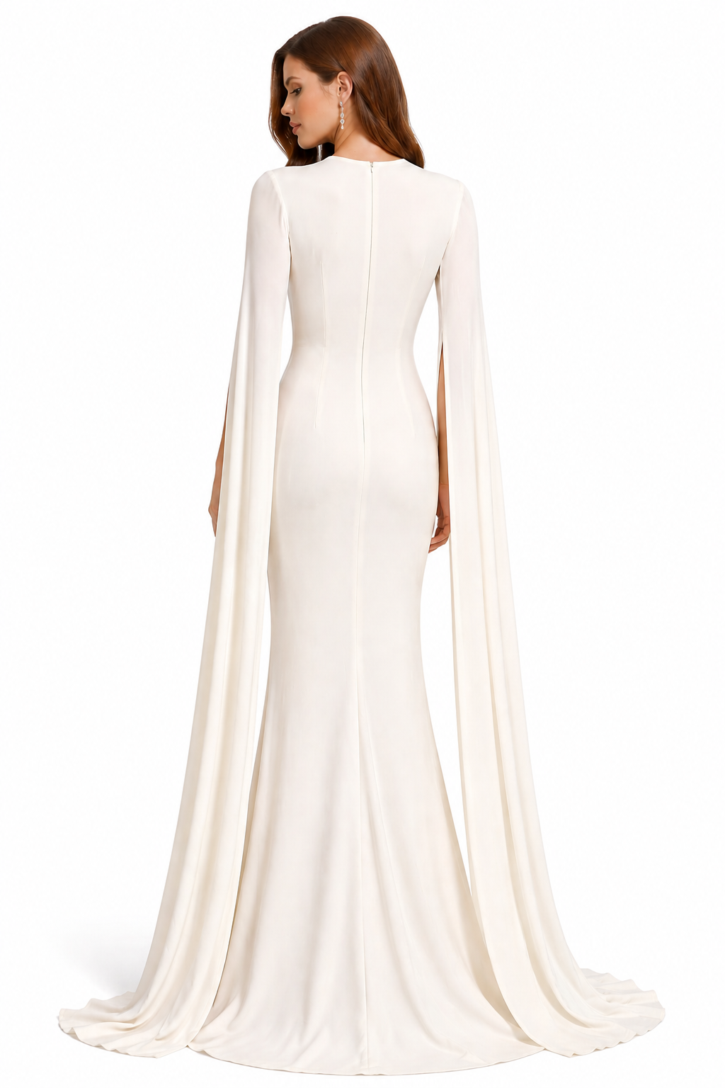 Timeless Clean Cut Gown With Open Long Sleeves