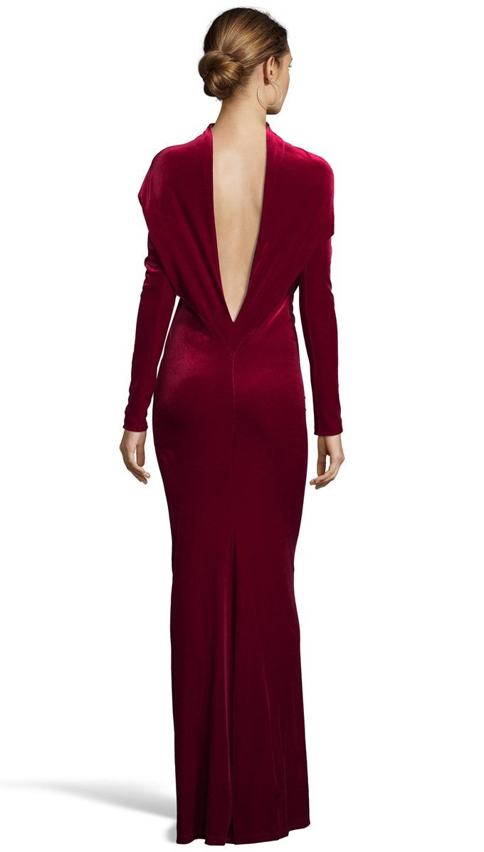 Deep-V Back Decollethe Velvet Gown
