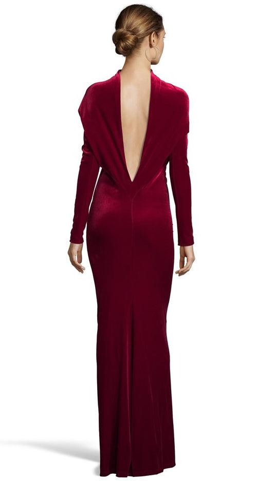 Deep-V Back Decollethe Velvet Gown