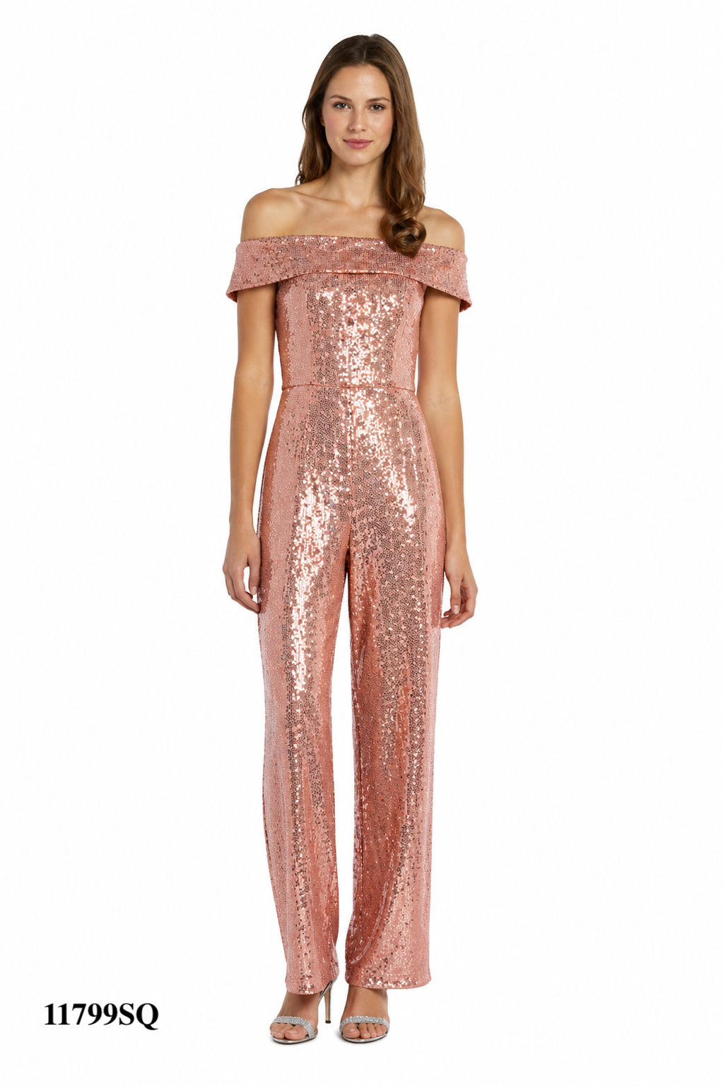 Off-Shoulder Jumpsuit With Fitted Bustier and Straight Cut Leg