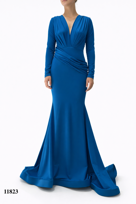 Deep V Long Sleeve Gown