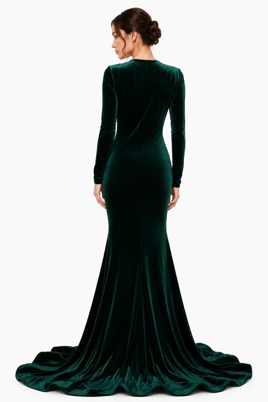 Velvet Long Sleeve Maxi Mermaid Style Gown