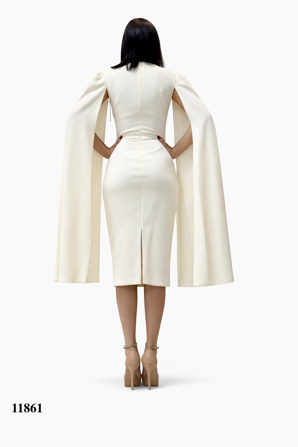 Cape Sleeve Midi Dress