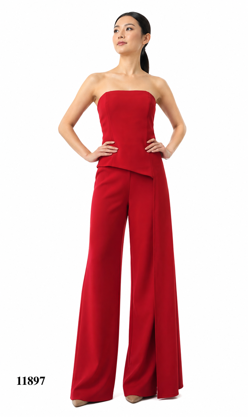 Sleeveless Jumper With Side Draped Train Details