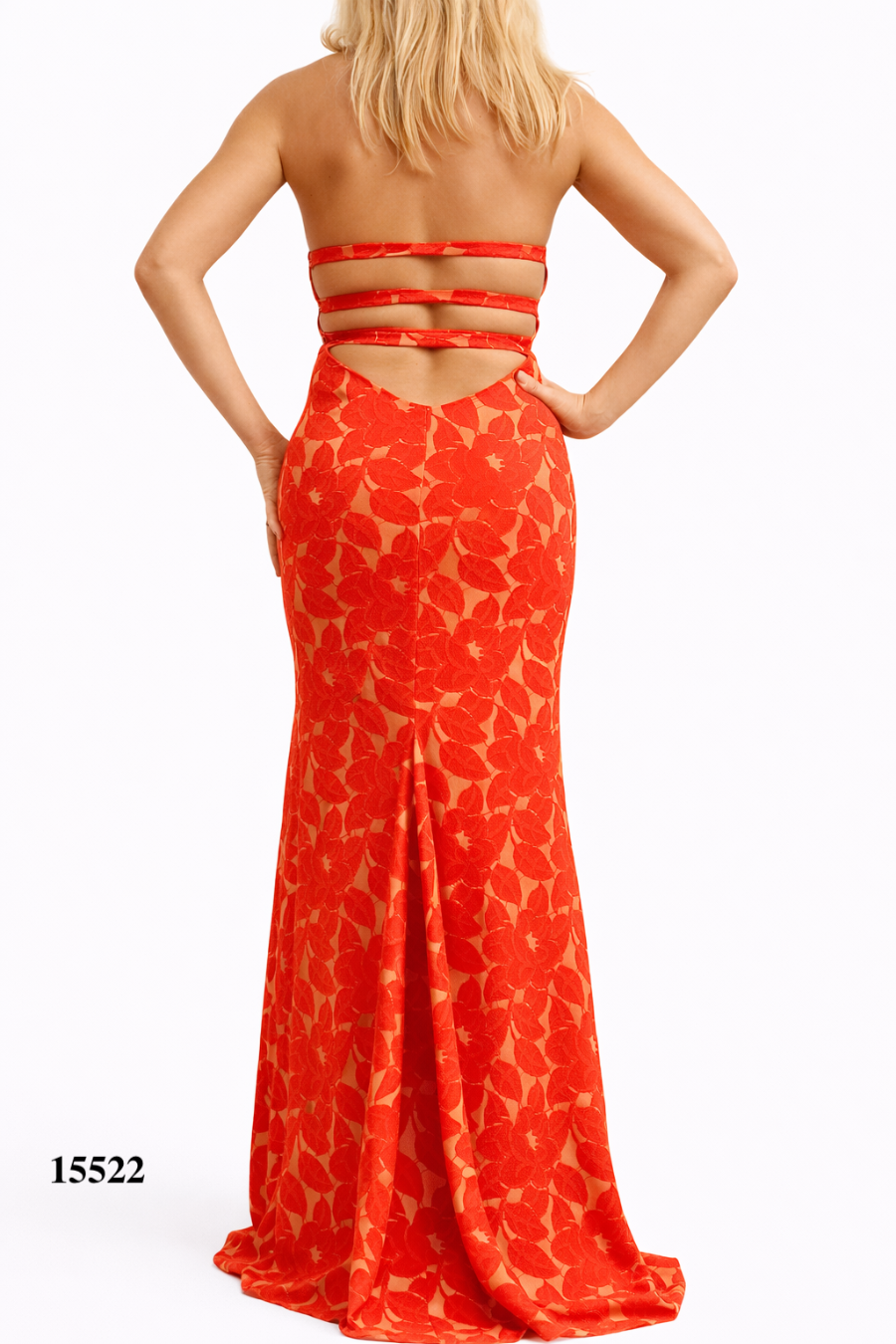 Halter Fitted Floral Dress With Backless Design and Flared Hem