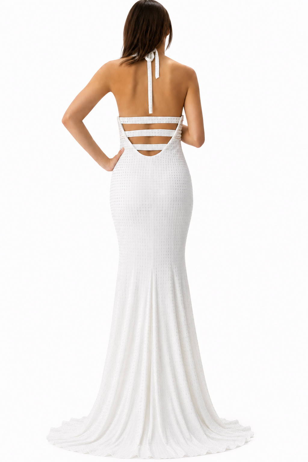 Halter Style Dress With Backless Design Details