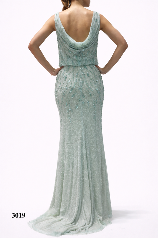 Sweetheart Neck Lace Gown with Beaded and Sequence Details