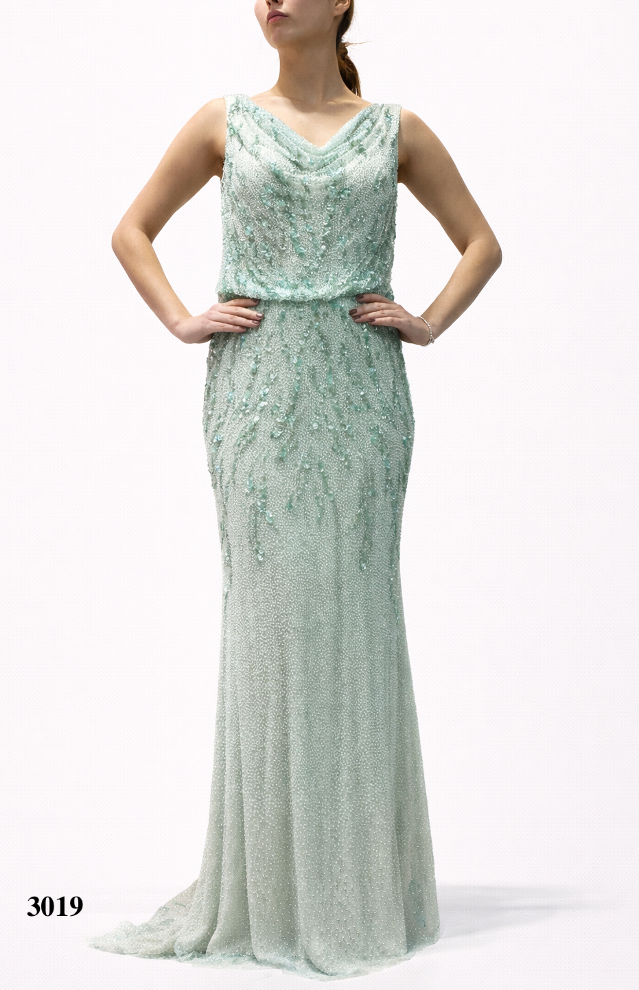 Sweetheart Neck Lace Gown with Beaded and Sequence Details