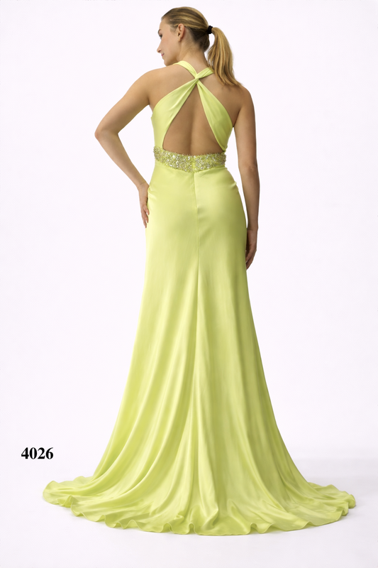 Gown With Rhinestones on Straps and Criss-Cross Details at the back
