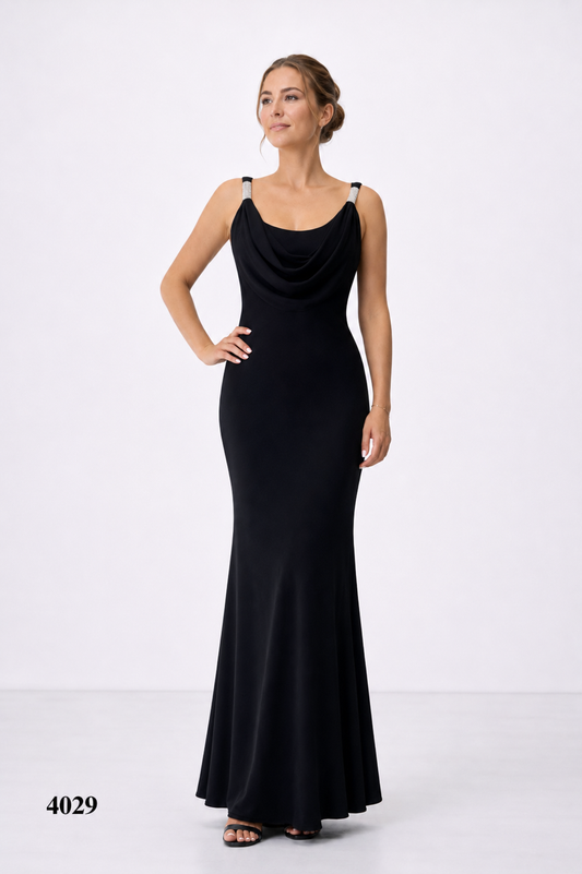 Backless Gown with Silver Charms at Straps