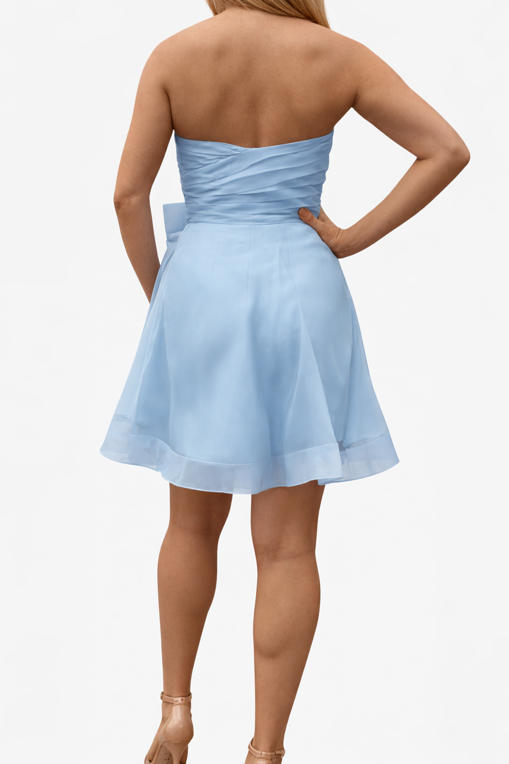 Babydoll Style Dress with Bow Design at the Waist