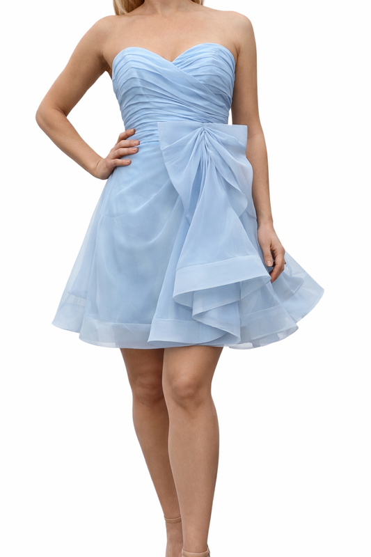 Babydoll Style Dress with Bow Design at the Waist