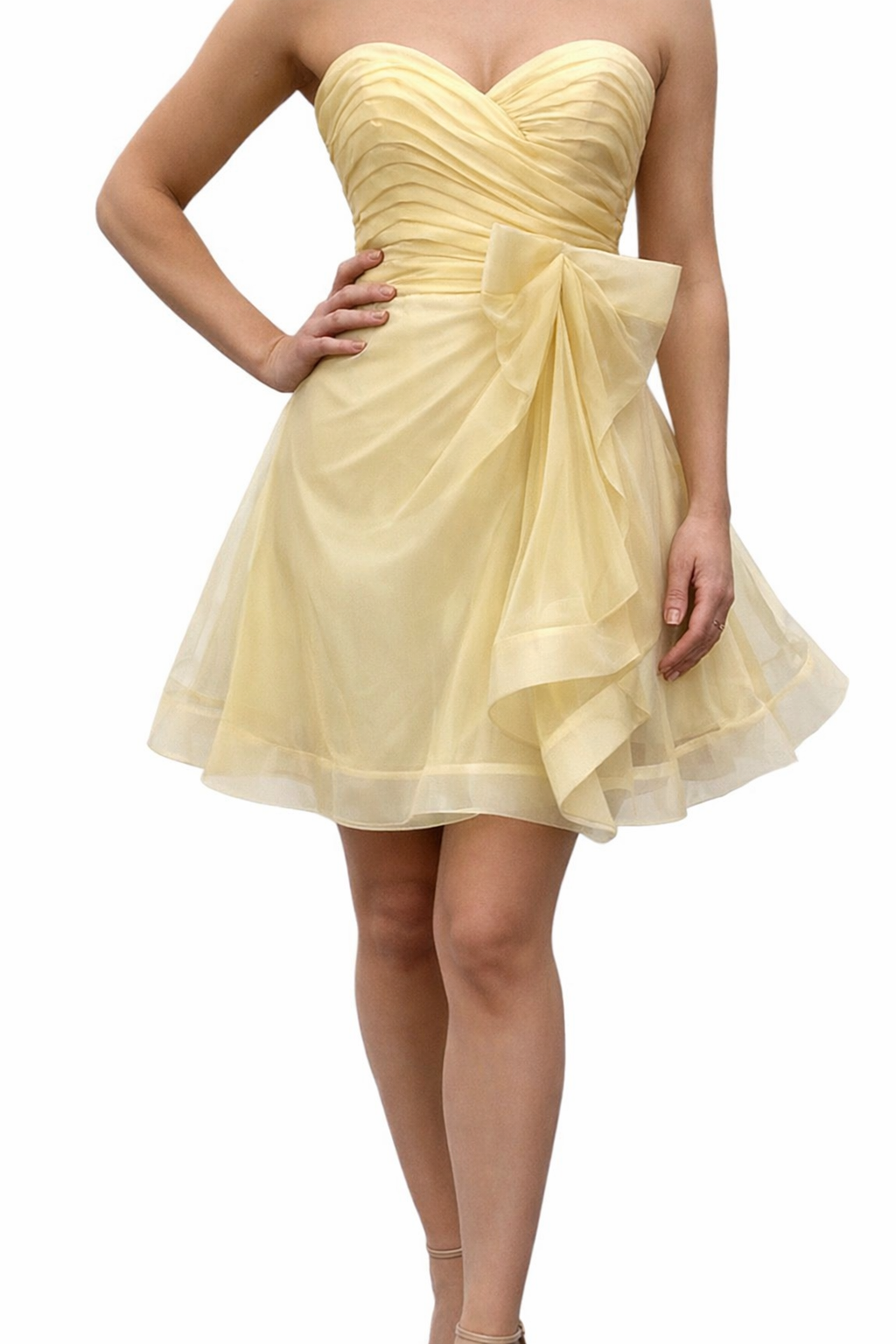 Babydoll Style Dress with Bow Design at the Waist