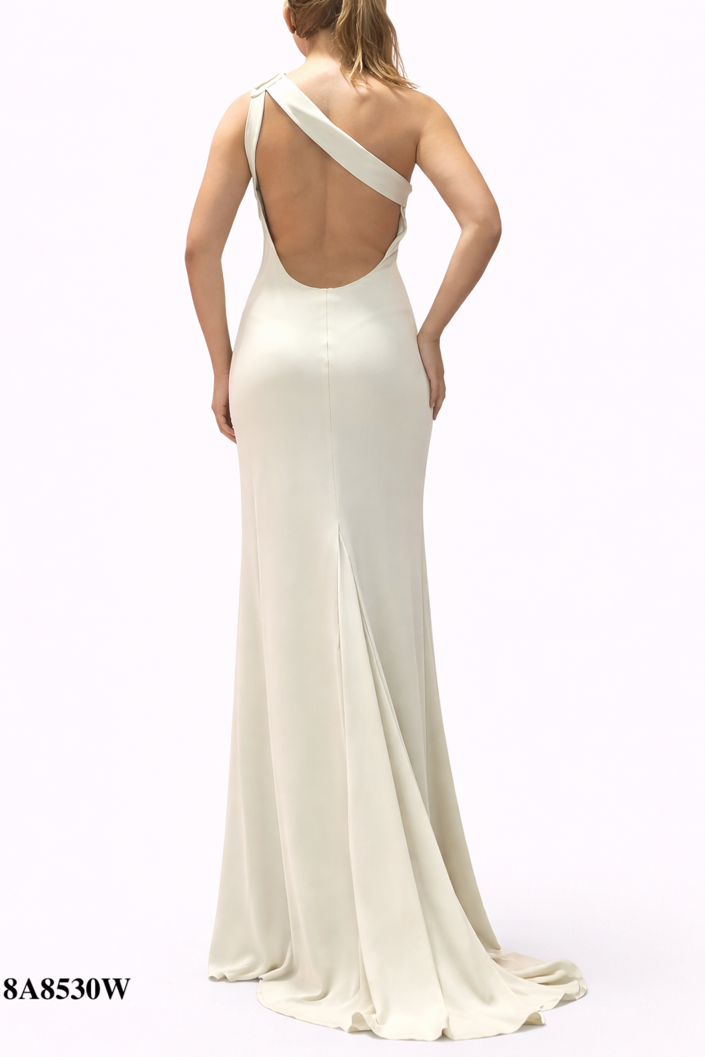 Backless Gown with Rose Design on one Shoulder