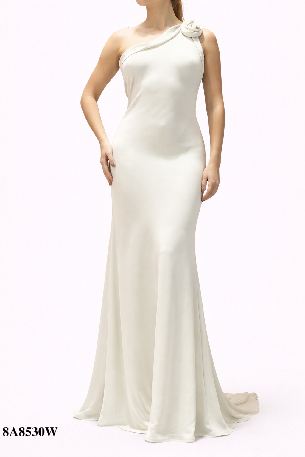 Backless Gown with Rose Design on one Shoulder