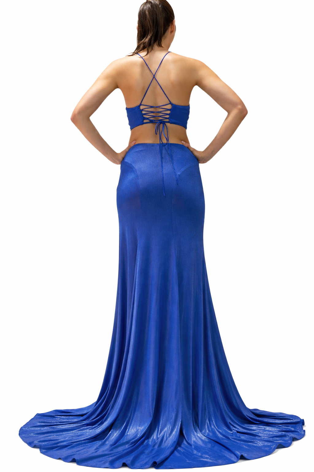 Maxi Mermaid Style Dress With Shawl and Train