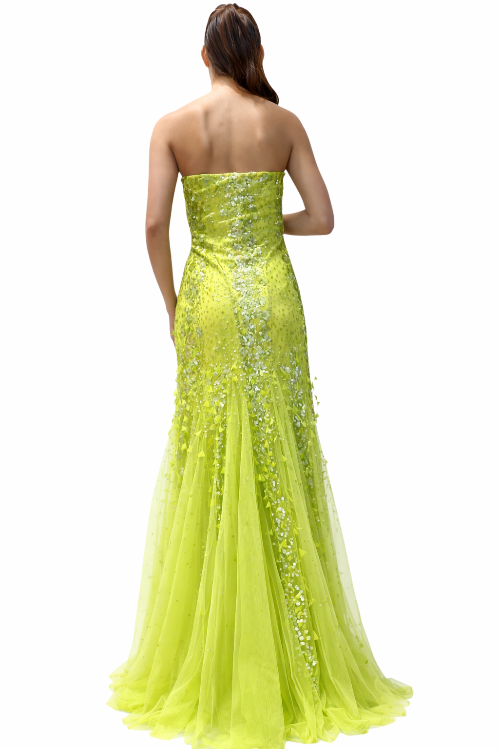 Peacock Feather Yellow Gown