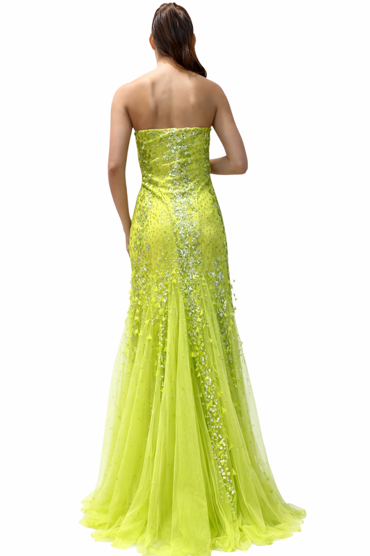 Peacock Feather Yellow Gown